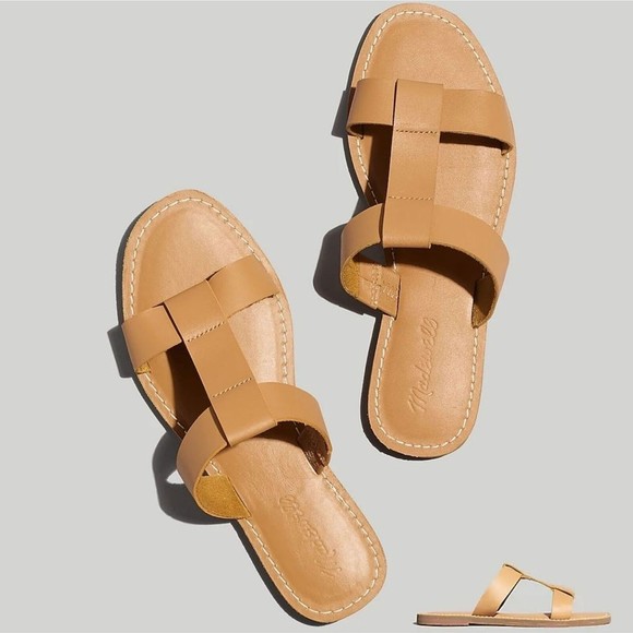Madewell Shoes - *NWOT* Madewell Boardwalk T-Strap Slide Sandal, Desert Camel, Women's Size 9